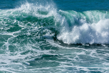 Surf Breaking along the North Cornish Coast at Fistral Beach, Newquay, Cornwall