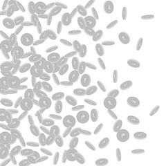 Fototapeta premium Indian rupee coins falling. Scattered black and wh