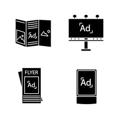Advertising channels glyph icons set
