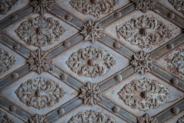Pattern on an old metal door in Prague
