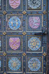 Pattern on an old metal door in Prague