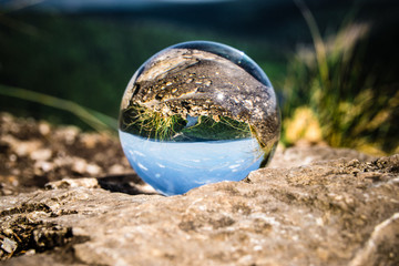 globe in the mountains