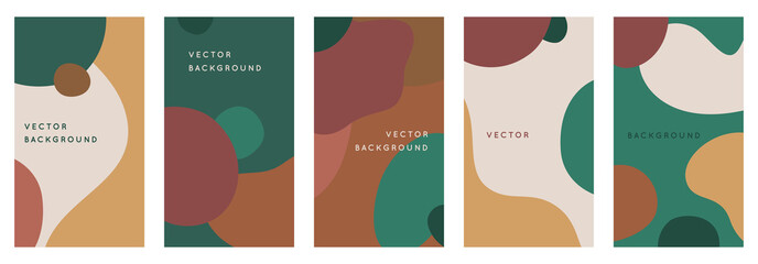 Fototapeta premium Vector set of abstract creative backgrounds in minimal trendy style with copy space for text - design templates for social media stories and bloggers - simple, stylish and minimal designs for invitati