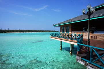 Fototapeta na wymiar Maldives restaurant on the water