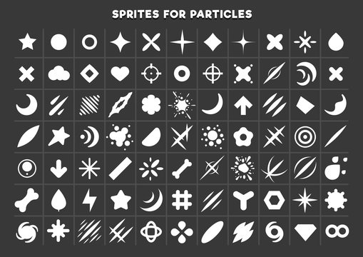 Sprites for particles for creating games. Set 1.