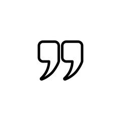 black quote marks isolated on white. Flat reading icon. Vector illustration.