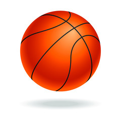 Obraz premium Basketball ball icon. Realistic symbol basketball ball isolated on white background. Basketball ball sign close up. Vector illustration