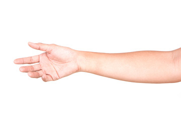 Male Caucasian hand gestures isolated over the white background, set of multiple images.