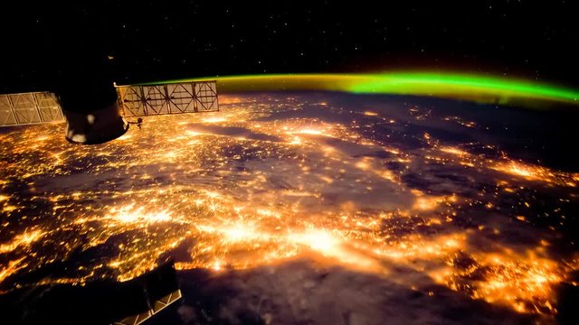 4K time lapse of view from International Space Station passing over Western Europe to Sudan. Time lapse is rendered from NASA free photos