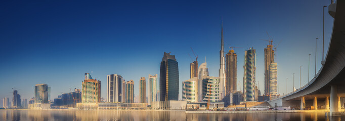 Cityscape of Dubai and panoramic view of Business bay, UAE