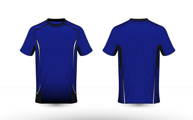 Blue, white and black layout e-sport t-shirt design template