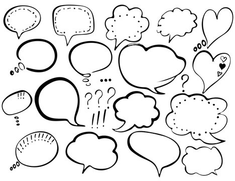 Speech Bubble. Hand-drawn painted speech bubbles for t-shirt print, flyer, poster design. Black Speech Bubbles isolated on white background.