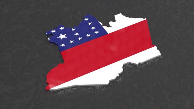 Amazonas rotating 3D country map animation. Glossy surface with reflections.