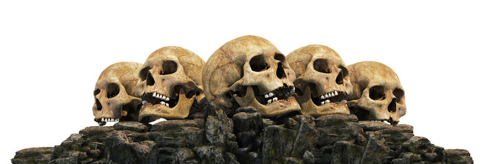 human skulls at sunset. 3d rendering	