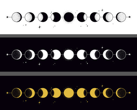 Moon phases. Hand drawn illustration.