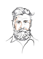 Men head face hipster vector illustration black silhouette. Vector Face Man Sketch