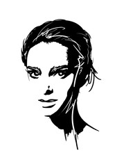 Fashion girls face. Woman face. Hand-drawn fashion model. Vector illustration for you design in graphic style.