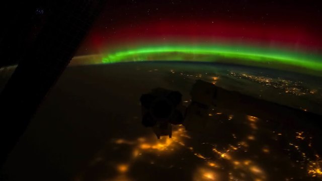 4K time lapse view from International Space Station passing over on top Pacific Ocean. Time lapse is rendered from NASA free photos