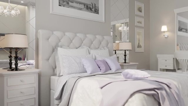 3d render of a bedroom in a classic style