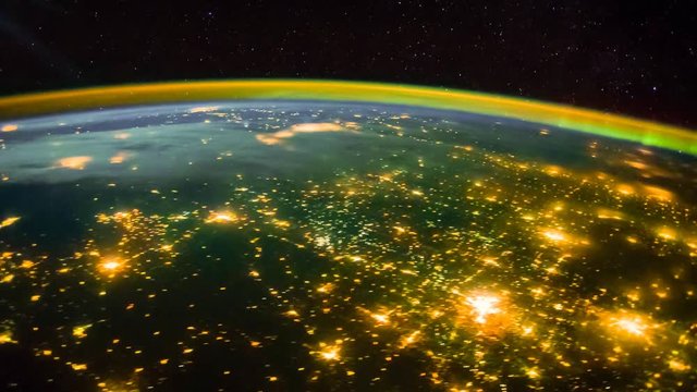 4K time lapse view from International Space Station passing over Central Great Plains, Mexico to USA . Time lapse is rendered from NASA free photos