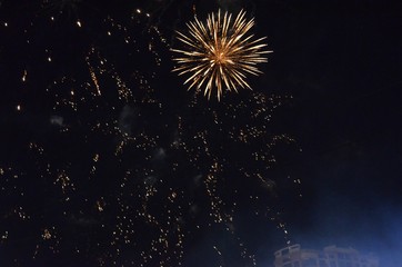 fireworks, night, celebration, light, firework, explosion, abstract, holiday, sky, star, fire, black, celebrate, party, blue, christmas, new, dark, stars, fiber, bright, space, burst, event, festival