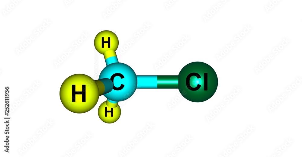 Sticker Methyl chloride molecular structure isolated on white