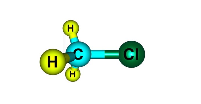 Methyl chloride molecular structure isolated on white