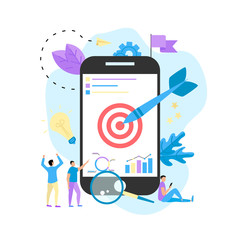 Target with an arrow on smartphone, hit the target, goal achievement. Business concept vector illustration © Дмитрий Горелкин