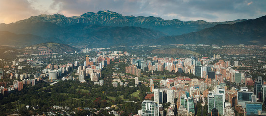 Panoramic view of Santiago de Chile - obrazy, fototapety, plakaty