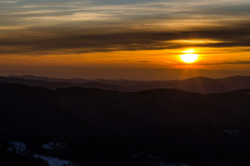 zachód słońca Bieszczady