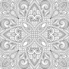 Monochrome Seamless Pattern with Mosaic Motif