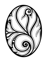 Monochrome Decorative Design Element in Oval Shape