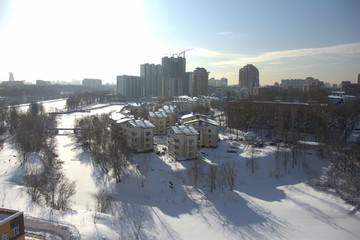 City, Khimki, Russia, skyline, building, cityscape, winter, sky, urban, panorama, snow, buildings, landscape, view, architecture, sunset, downtown, business, skyscraper, blue, town, panoramic, clouds,