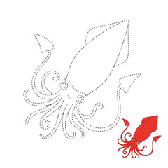 Simple educational game for children. Illustration of squid for toddlers