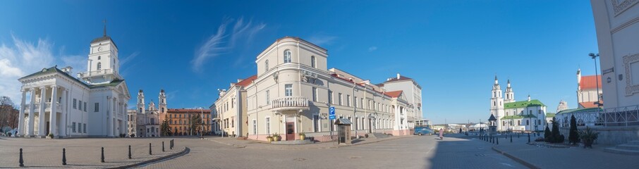 Fototapeta na wymiar City Hall in the historical center of Minsk city.