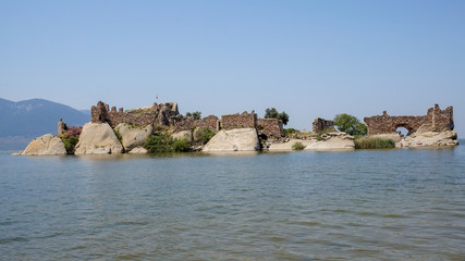 Lake of Bafa and  old castle ruins