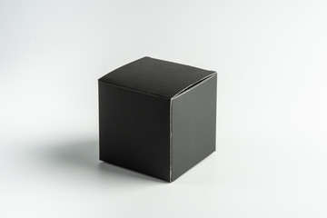 Black cardboard box on white background, moke up