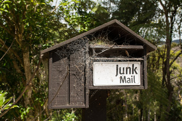 Junk Mail post box with spider webs
