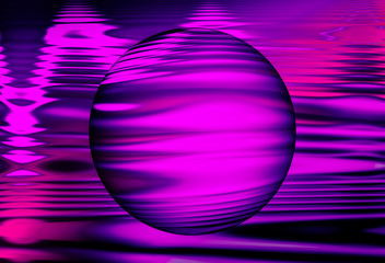Abstract Ultra Violet Waves Holographic background with textured sphere. Synthwave. Vaporwave style. Retrowave, retro futurism