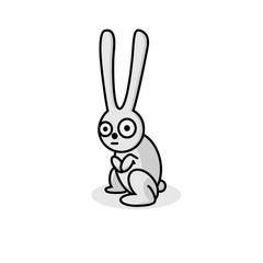 Fototapeta premium The darling hare is afraid. Vector flat