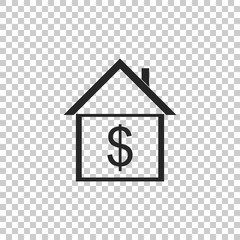 House with dollar icon isolated on transparent background. Home and money. Real estate concept. Flat design. Vector Illustration