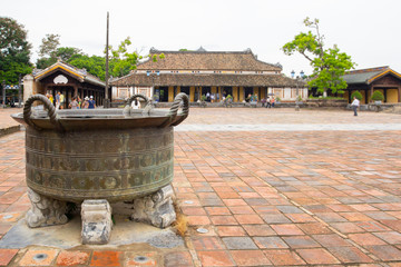 bronze cauldron on courtyard of Hue citadel