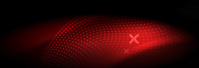 Glowing abstract wave on dark, shiny motion, Christmas and New Year magic space light. Techno abstract background