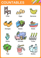 Nouns the can be  countable - Worksheet for education.