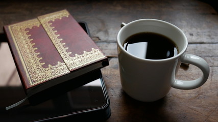 Café, carnet, ipad