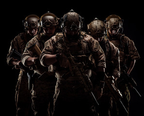 Special forces United States soldiers during the military operation. war, army and people concept
