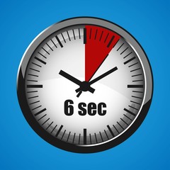 Seventeen Seconds Clock on blue background. Clock 3d icon.