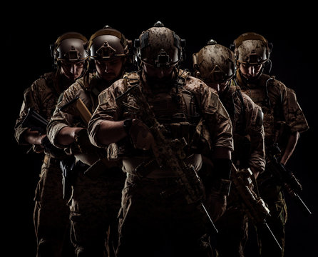 Special forces United States soldiers during the military operation. war, army and people concept