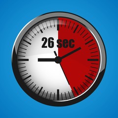 Seventeen Seconds Clock on blue background. Clock 3d icon.