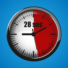 Seventeen Seconds Clock on blue background. Clock 3d icon.